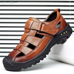 High quality Cow Leather Sandals Summer Outdoor Handmade Men Sandals Fashion Comfortable Men Beach leather shoes 2023 L230518