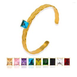 Bangle Charm Adjustable Zircon Stainless Steel Cuff Bangles For Women Simple Gold Colour Bracelets Accessories Ladies Gift