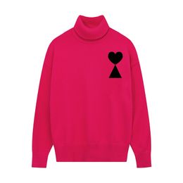 Unisex Sweater Erkekler Tasarımcısı Amis Sweater Kadın Moda Lüks Marka Sweater Gevşek A-Line Küçük Kırmızı Kalp Çift Tembel Top Yüksek Neck 64