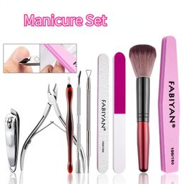 Nail Files Manicure Tools Set File Polishing Stainless Steel Dead Skin Scissors Cuticle Pusher BrushProfessional Accessories 230606