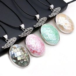 Pendant Necklaces Natural Mother Of Pearl Shell Necklace Egg-Shaped Alloy For Exquisite Birthday Romantic Gift Chain 40 5 CM