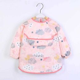 Bibs Cloths Baby apron long sleeved scarf waterproof art smoke feeding bib baby boy girl child Burp Cloth Bandana G220605