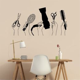 Fashion Hair salon Decor vinyl Door Sticker Hairdresser Wall sticker For Barber Stickers Salon Wall Decal sticker pared