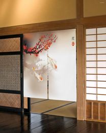 Curtain Red Carp Cherry Blossom Japanese Door Kitchen Doorway Decorative Drapes Cafe Restaurant Noren Hanging Half-Curtain