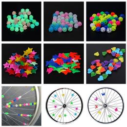 Bike Spokes 2636Pcs Colourful Safety Kids Clip Bicycle Round Multi-Color Love Heart Stars Wheel Bike Accessories Decoration Bead Spoke Beads 230606