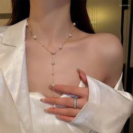Chains Pearl Necklace For Women O-Chain In Fashionable Y2k Accessories Jewelry Party Long Pendant Y-Shaped Collar