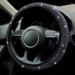 Steering Wheel Covers 38mm Car Cover PU Leather Rhinestones Crystal Case Auto Interior Decor Styling