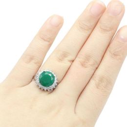 Cluster Rings 16x16mm Lovely Cute Round 4g Real Green Emerald CZ Daily Wear Gift Engagement Silver Drop
