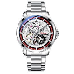 Men's watch Ailang new mechanical automatic hollow out brand fashion trend Business money Stainless steel watch band