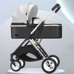 Strollers Baby Stroller Pu Leather Trolley Travel Ultra-lightweight Pram Carriage Sleeping Basket Car 2023{category}