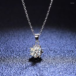 Chains Snowflake Necklace 1CT Real Certified Moissanite S925 Sterling Silver Women's Fashion Classic Pendant Chain For Wedding Gifts