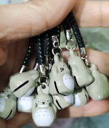 Small Wholesale New 10pcs Cute Japanese Anime My Neighbor Totoro Claus Key Chains Cartoon Cell Phone Strap Bell Charm Gift