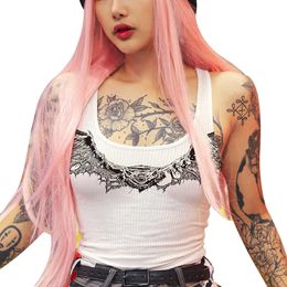 Tanks Camis 2020 New Sexy Tank Gothic Punk Style Printed Slim Fit Women's Leisure Crops Top Street Clothing Club T-shirt P230605