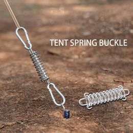 Outdoor Gadgets 10Pcs set Tent Wind Rope Spring Buckle Camping Deck Pegs with Carabiner Clips Awning Stainless Steel Fixed Hook 230605