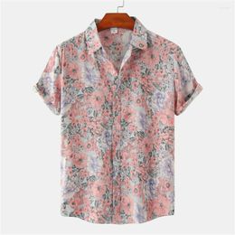 Men's Casual Shirts 2023 Summer Mens Hawaiian Shirt Quick Dry Tropical Aloha Short Sleeve Beach Holiday Men Chemise Homme