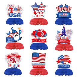 9 PCS/Set 4th of July Patriotic Table Decor Independence Day Party Honeycomb Centrepieces Decoration XBJK2306