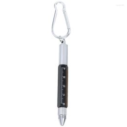Multifunction 6 In 1 Tool Pens Small Ballpoint Rotating Metal Screwdriver Hexagonal Touch Screen Carabiner Scale Keychain