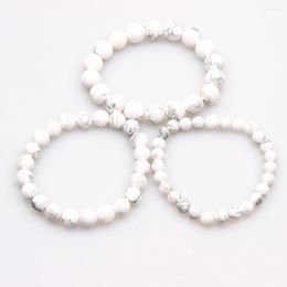 Charm Bracelets White Turquois Beaded Bracelet Natural Stone Beads Men's Healing For Women Men Jewellery Pulseira Feminina 6mm 8mm 10mm