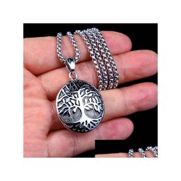 Pendant Necklaces Tree Of Life Retro Stainless Steel Necklace Chains Women Men Hip Hop Fashion Fine Jewellery Will And Sandy Drop Deli Dh7Ez