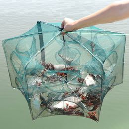 Fishing Accessories Mesh for NetTackleCage Folding Crayfish Catcher CastingFish Network CrabCrayfishShrimpSmelt Traps Nets Automatic 230606