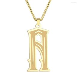 Pendant Necklaces Stainless Steel Capital Letter Necklace With Black Coloring Gothic Initial Simple For Men And Women