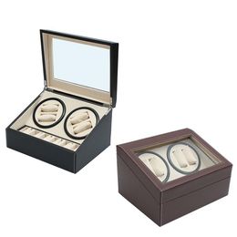 PU Leather Automatic 4 6 Watch Winder Rotator Storage Case Display Box Organizer Silent Operation Automatic Rotation All Aspects218i