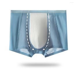 Underpants Men Ice Silk Boxer Trunks Seamless Underwear Breathable U Convex Pouch Briefs Soft Panties Comfortable