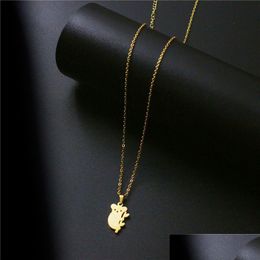 Pendant Necklaces Stainless Steel Necklace Tiny Simple Gold Chain Koala Bear For Women Animal Jewelry Gift Drop Delivery Pendants Dhpyy