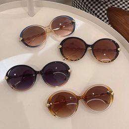 Sunglasses Retro Round Frame Gradient Colorful Fashion Female Women Glasses Metal Goggles Blackout Uv400 Eyewear 2023