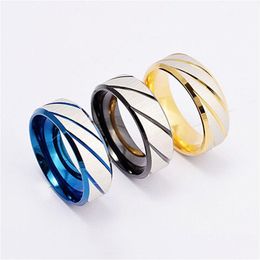 Band Rings Stainless Steel Cross Grain Twill Ring Blue Gold Couple Women Mens Fashion Jewellery Gift Will And Sandy Drop Delivery Dhqiv