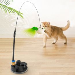 Funny Simulation Bird Interactive Cat Toy with Suction Cup Feather Bird Wand Toy for Kitten Play Chase Exercise Cat Toys