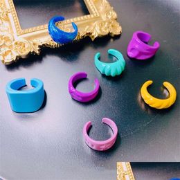 Band Rings 2021 Summer Fashion Colorf Geometric Chain Acrylic Ring Candy Colour Irregar Opening For Women Party Finger Jewellery Drop De Dhlp5