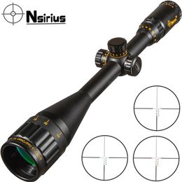 NSIRIUS 6-24X50 AOE Gold Tactical Riflescope Optical Sniper Sight Red Green llluminate Turret lock Crosshair Hunting Rifle Scope