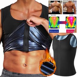 Men's Body Shapers Men Sauna Shaper Vest Thermo Sweat Shapewear Tummy Control Slimming Tank Top Gym Fitness Workout Zipper Corset Shirt Fat Burning 230606