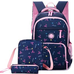 PUIMENTIUA 3PCS Set Waterproof Children School Bags for Girls Princess School Backpacks Kids Printing Schoolbag mochila Infantil304m