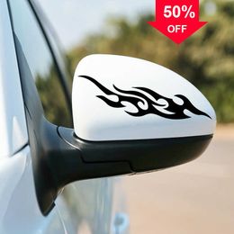 Car 2pcs Car Rearview Mirror Flame Stickers Auto Motorcycle Body Helmet Flame Decals Decoration Sticke Waterproof Film 18cm