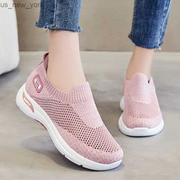 Summer Women's Sports Sock Shoes Mesh Breathable Slip On Loafers Soft Sole Woman Elegant Sneaker Tennis Female Ballet Flats L230518