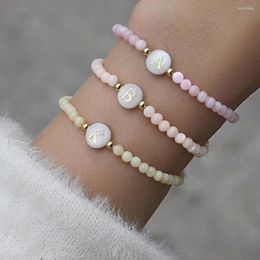 Charm Bracelets Classic A-Z Shell Initial Letter Bracelet Women Handmade 4mm Colourful Bead For Jewellery Gift