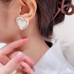 Stud Earrings Acrylic Heart For Women Black Colour Love Couple Gifts Trendy Korean Simple Cute Romantic Jewellery Accessories