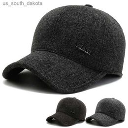 Men Winter Felt Baseball Hat With Earflaps Snapback Cap Women Keep Warm Gorras Thicken Ear Protection Cap L230523