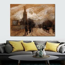 Study for All Saints Church Hand Painted Camille Pissarro Canvas Art Impressionist Landscape Painting for Modern Home Decor