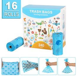 Bags Biodegradable Dog Poop Bags Earth Friendly 240pcs 16 rolls/box Pet Dog Cat Waste Bags Thicken Garbage Bag blue poop bag