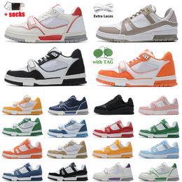 designer casual shoes logo embossed virgil x 1 trainer calfskin leather abloh women mens sneakers tripler black white pink denim low vuittns platform sports shoe