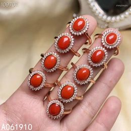 Cluster Rings KJJEAXCMY Fine Jewellery 925 Sterling Silver Inlaid Natural Red Coral Ring Women's Trendy Support Detection Beautiful