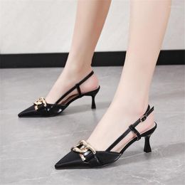 Women Sandals Flock Size Big Stripper High Heels Female Narrow Band Back Zipper Black Shoes Lady Summer Classic Sexy Pumps