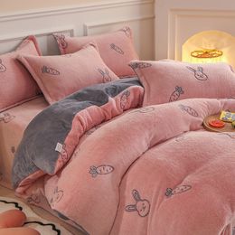 Bedding sets Flannel Duvet Cover Coral Fleece Warm Winter Thick Single Double Queen King Size Quilt cover Double Sided Velvet Bedding Set 230606