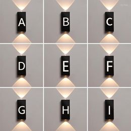 Wall Lamp 16cm LED Letter And Digit Light Waterproof IP65 Cast Iron House Logo Door Number DIY Coffee Shop Decor Home