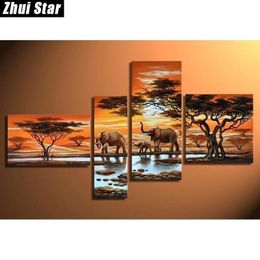 Stitch Zhui Star 5D DIY Full Square Diamond Painting Elephant family Multipicture Combination Embroidery Cross Stitch Mosaic Decor