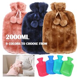 Animals 2000ml Hot Water Bottle Thick Water Injection Rubber Soft Plush Hot Water Bag Winter Feet Hand Warmer Bouillotte Warm Bouillotte