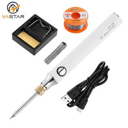 Soldeerijzers Vastar 8W USB Soldering Iron Set Adjustable Temperature Ceramic Core Heating Portable Home Welding Solder Repair Tools